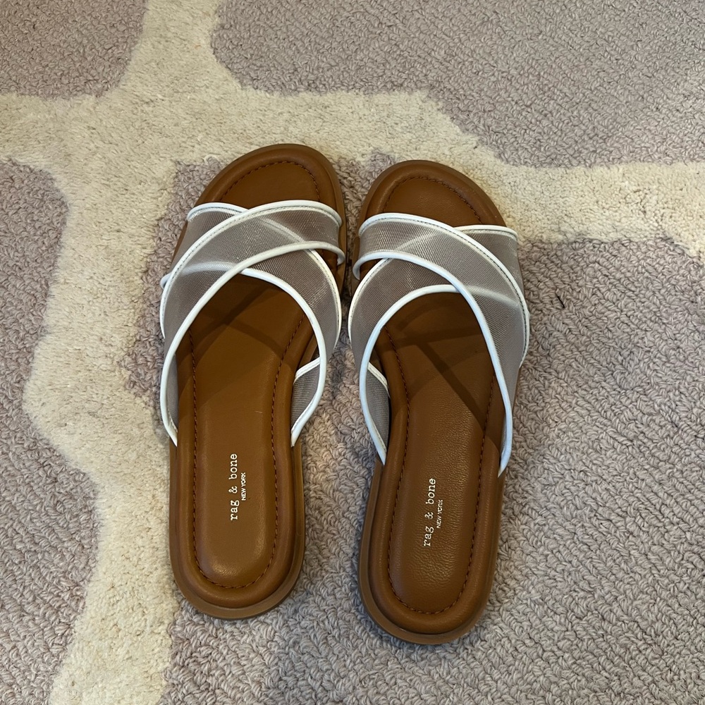 Rag & Bone White and Brown Minimalist Sandals